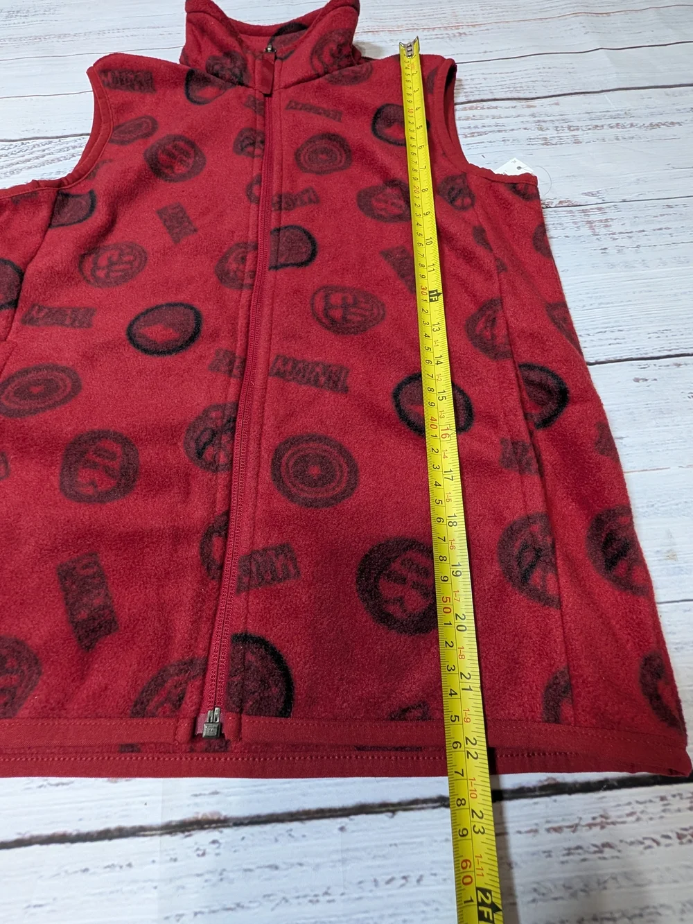 Marvel Kids XL Red Fleece Zip Up Vest Superhero Logo Print Sleeveless Jacket
